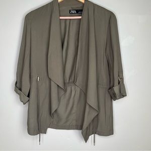 Zara Olive Green Drape Parka Jacket Small XS